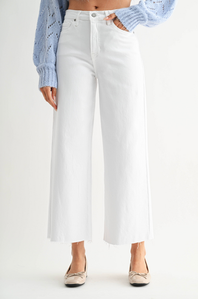 Scissor Cut Wide Leg Jeans -- Optic White