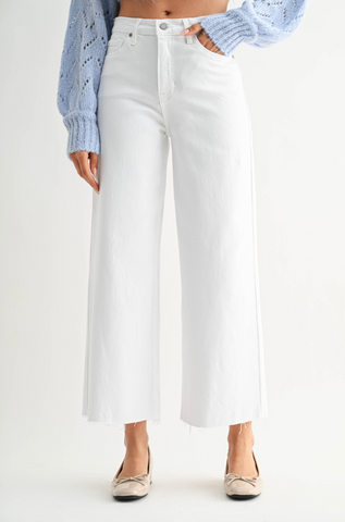 Scissor Cut Wide Leg Jeans -- Optic White