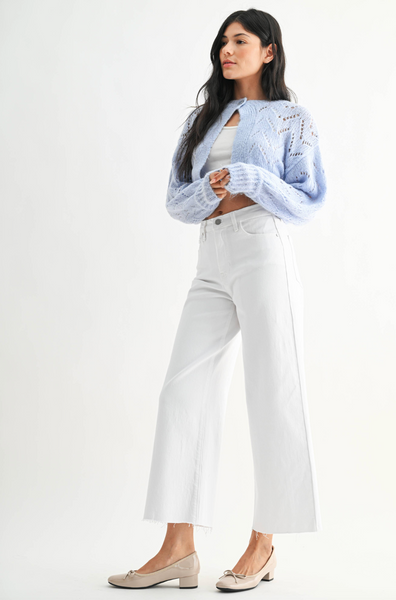 Scissor Cut Wide Leg Jeans -- Optic White