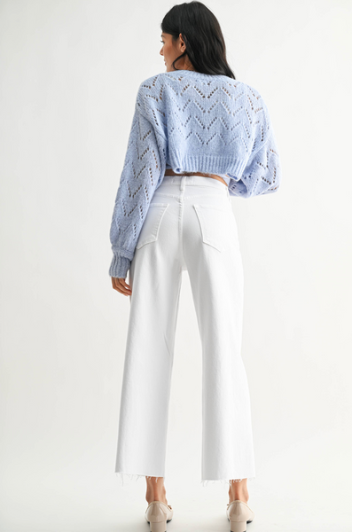 Scissor Cut Wide Leg Jeans -- Optic White