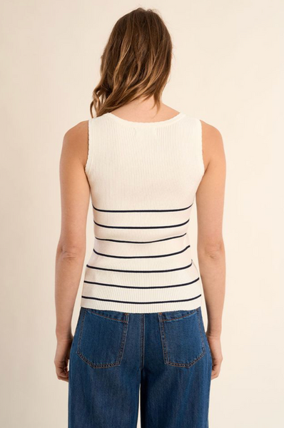 Mallory Tank -- Cream Navy