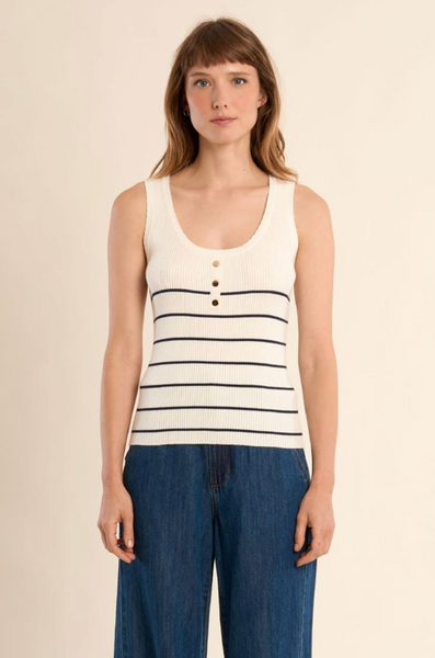 Mallory Tank -- Cream Navy