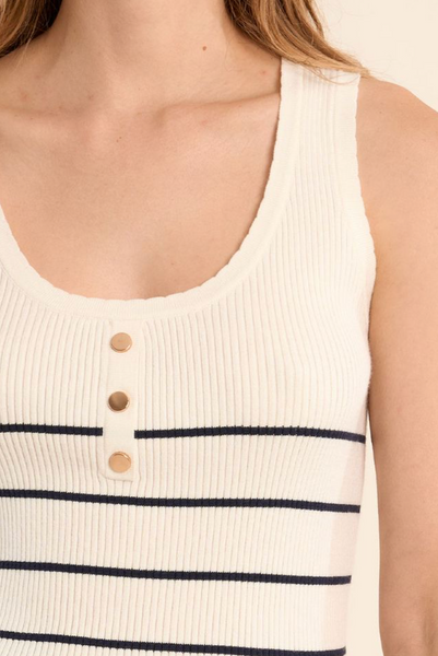 Mallory Tank -- Cream Navy