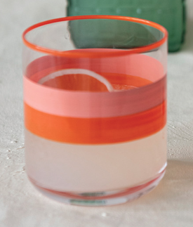 Drinking Glass with Colored Rim - Orange & Pink