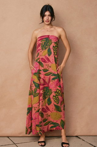 Monstera Dress -- Pink