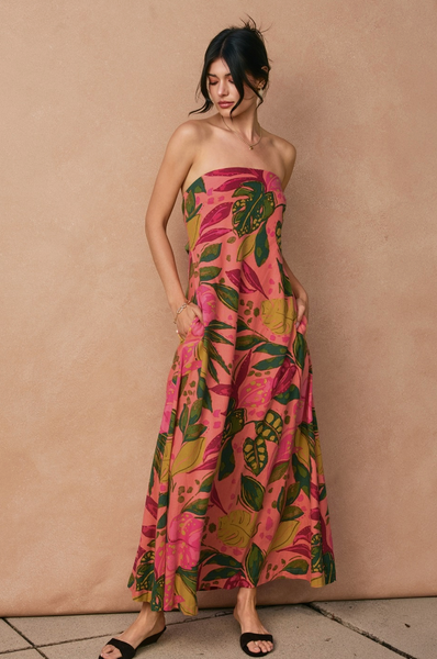 Monstera Dress -- Pink