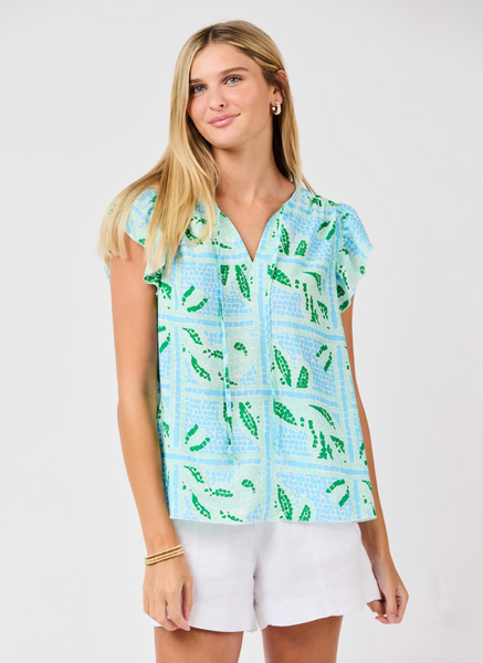 Lydia Top -- Trellis Blue
