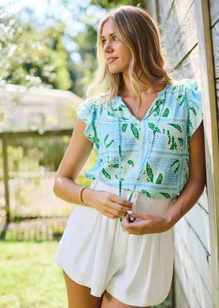 Lydia Top -- Trellis Blue