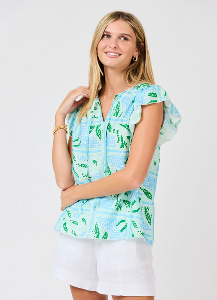 Lydia Top -- Trellis Blue