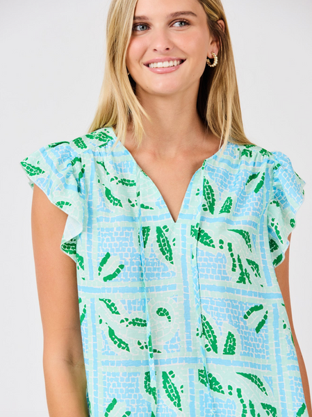 Lydia Top -- Trellis Blue