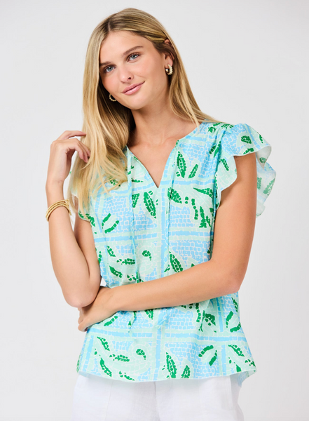 Lydia Top -- Trellis Blue