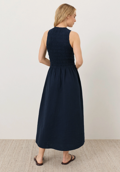Coastal Smocked Dress -- Navy
