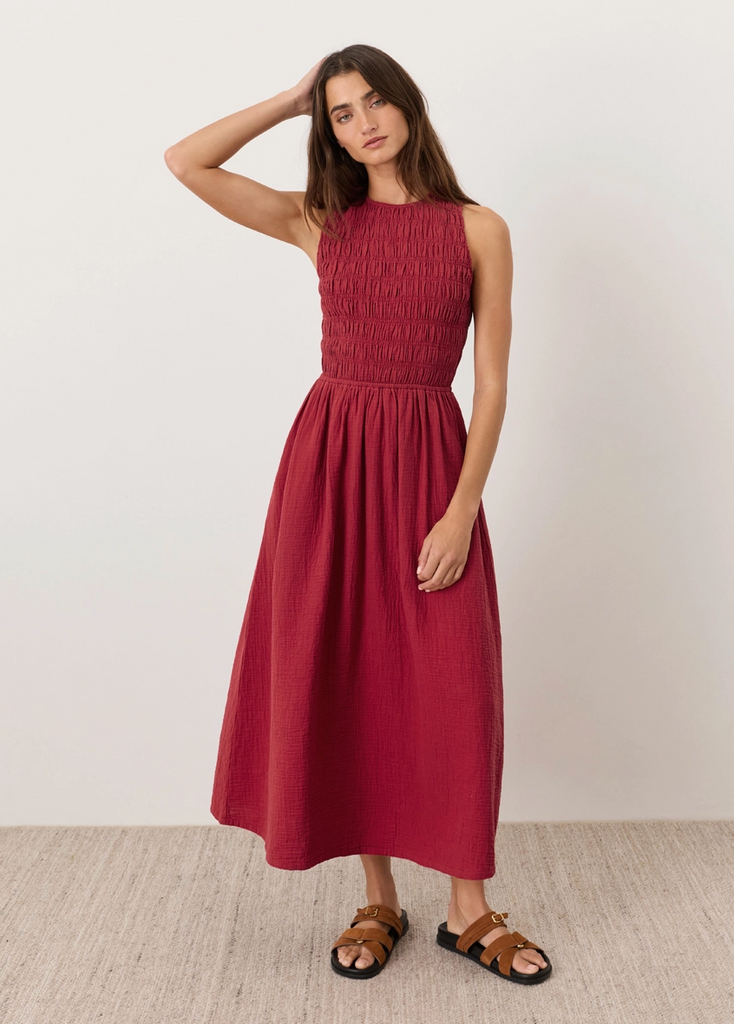 Coastal Smocked Dress -- Red