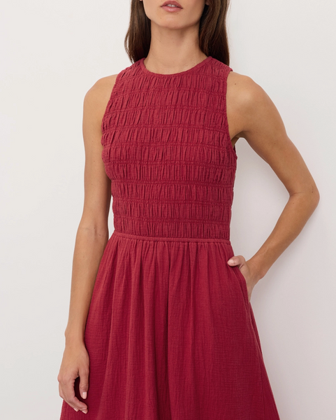 Coastal Smocked Dress -- Red