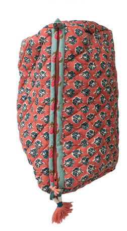 Cotton Voile Floral Pouch - Pink and Blue