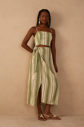 Georgia Dress -- Green Stripe