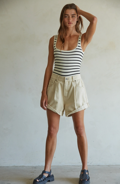 Petra Bodysuit  -- Cream Black