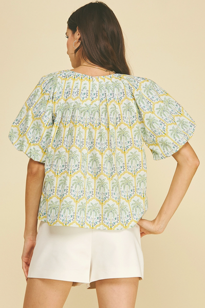 Tropical Palm Top -- Blue