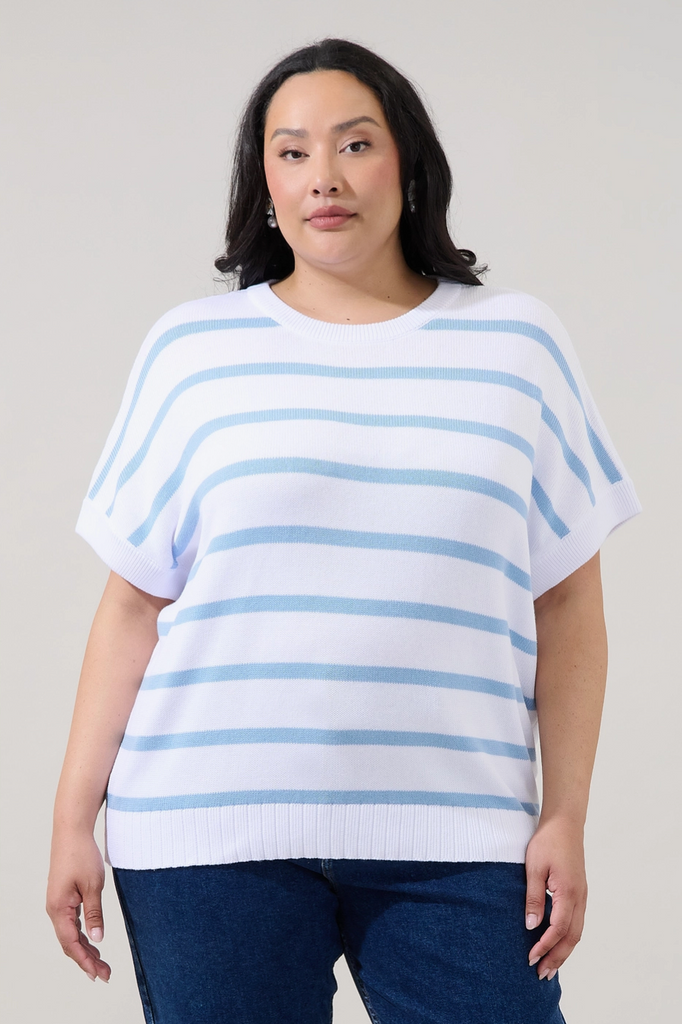 Veronica Top -- White Blue