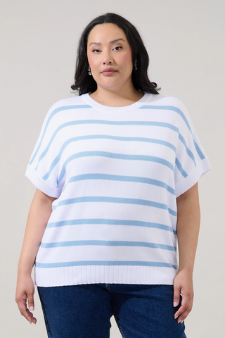 Veronica Top -- White Blue