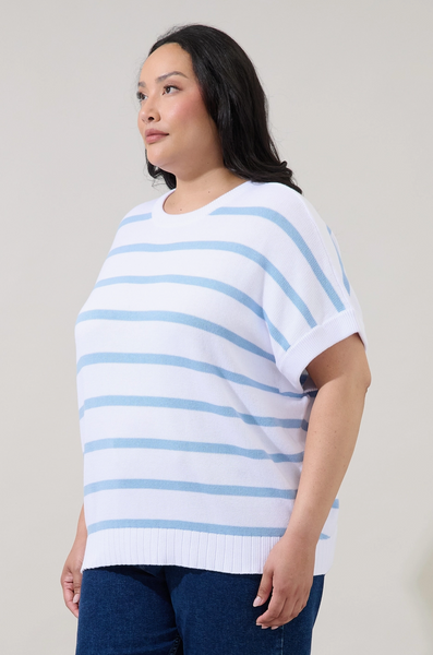 Veronica Top -- White Blue