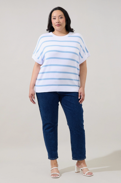 Veronica Top -- White Blue