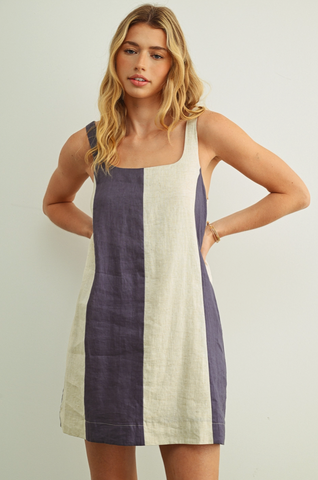 Tessa Dress -- Navy Oatmeal