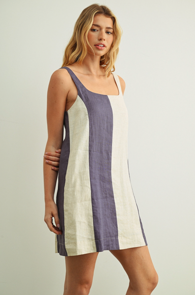 Tessa Dress -- Navy Oatmeal