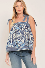Tillie Top -- Ivory Blue
