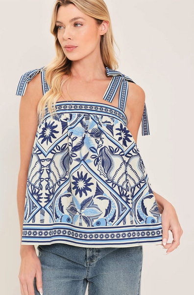 Tillie Top -- Ivory Blue