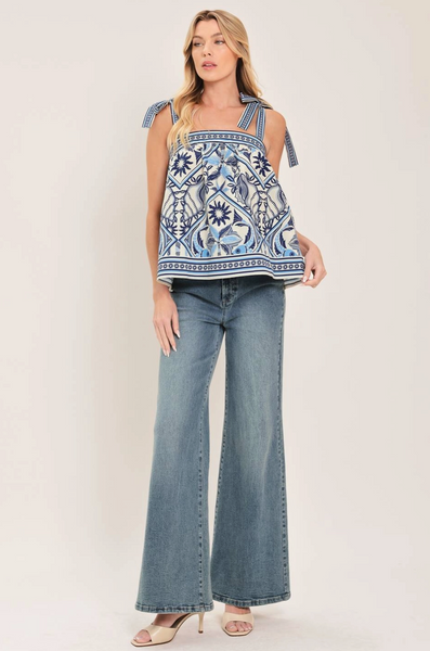 Tillie Top -- Ivory Blue