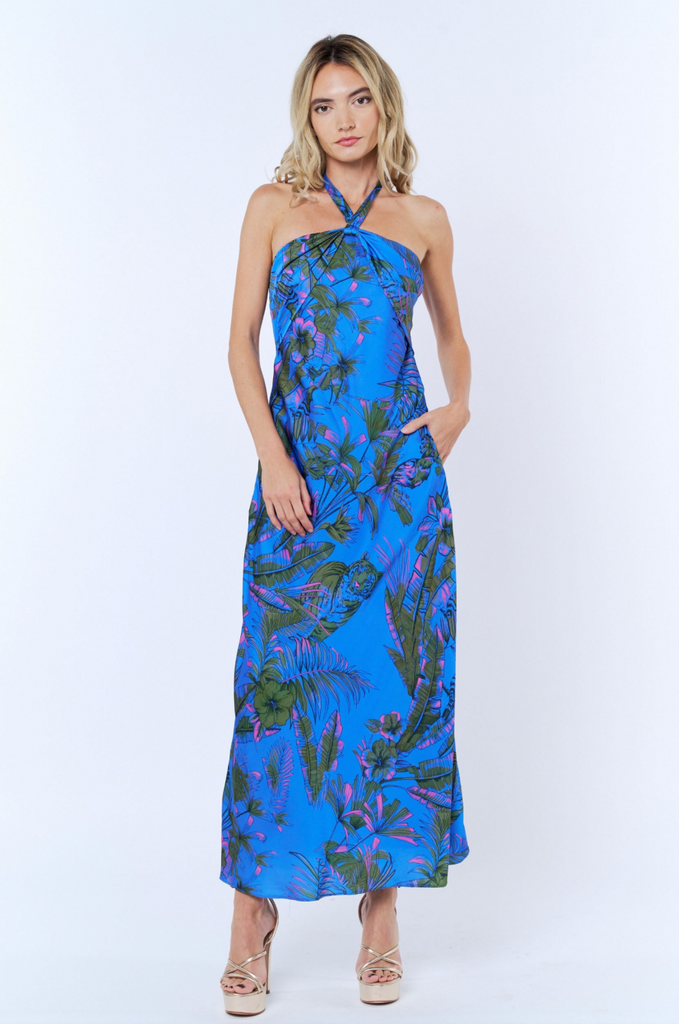 Rune Tropical Dress -- Blue