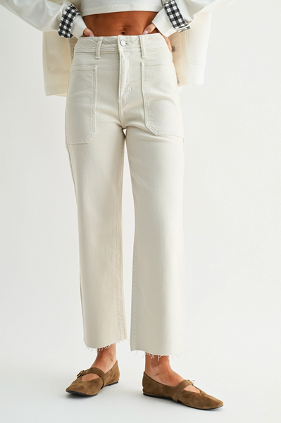 Utility Wide Leg Jeans -- Sea Salt
