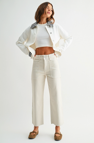 Utility Wide Leg Jeans -- Sea Salt