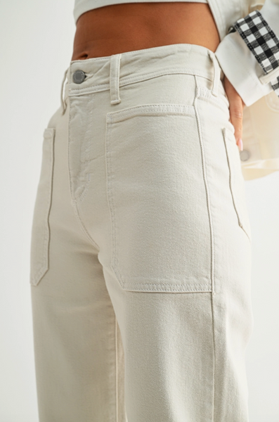 Utility Wide Leg Jeans -- Sea Salt