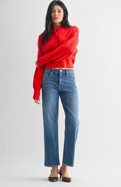 Slim Wide Leg Jeans -- Medium Wash
