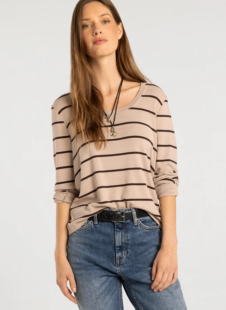 Lauren Top -- Pebble Brown Stripe
