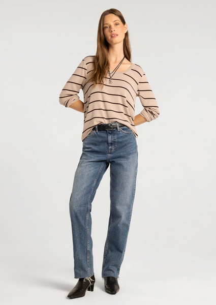 Lauren Top -- Pebble Brown Stripe