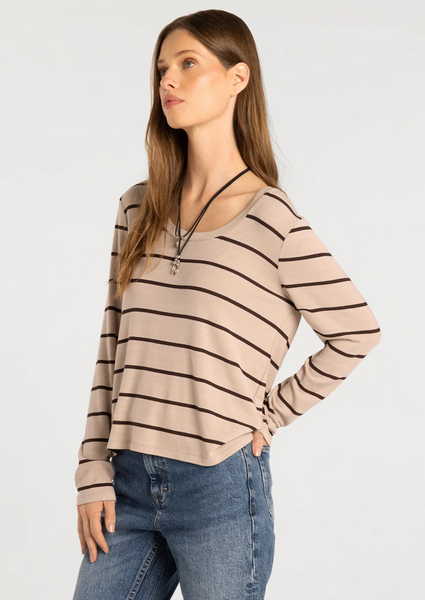 Lauren Top -- Pebble Brown Stripe