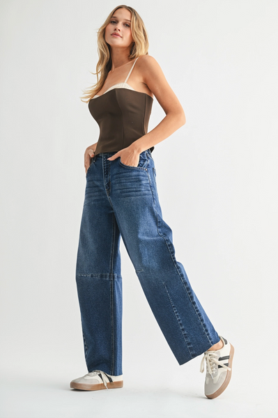 Barrel Jean Seams -- Dark Wash
