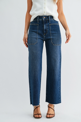 Utility Wide Leg Jeans -- Dark