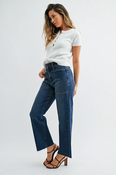 Utility Wide Leg Jeans -- Dark