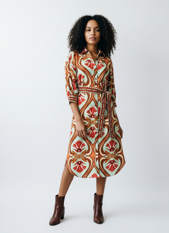 Olivia Dress -- Geo Mint