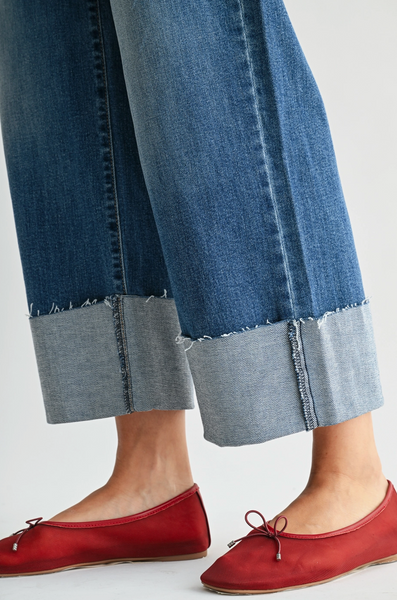 Scissor Cut Cuffed Jeans -- Medium Wash