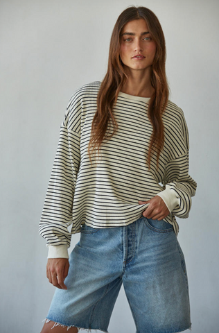 Half Time Top -- Cream Black
