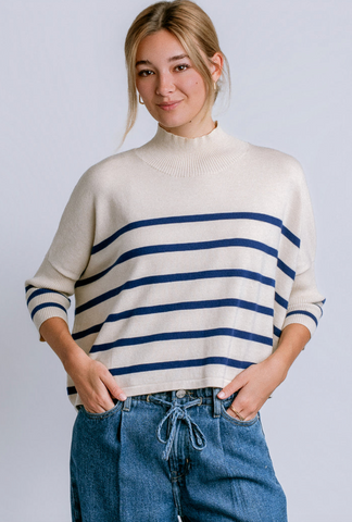 Aja Stripe Top -- Navy