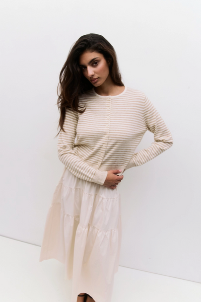 Montana Cardigan -- Taupe White
