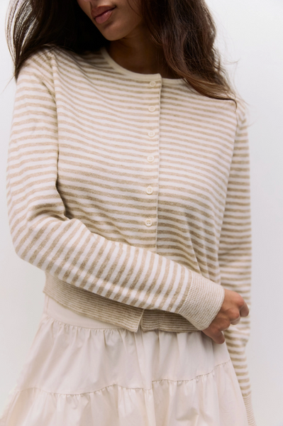 Montana Cardigan -- Taupe White