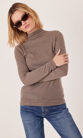 Modern Mock Neck Top -- Umber
