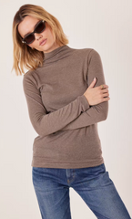 Modern Mock Neck Top -- Umber